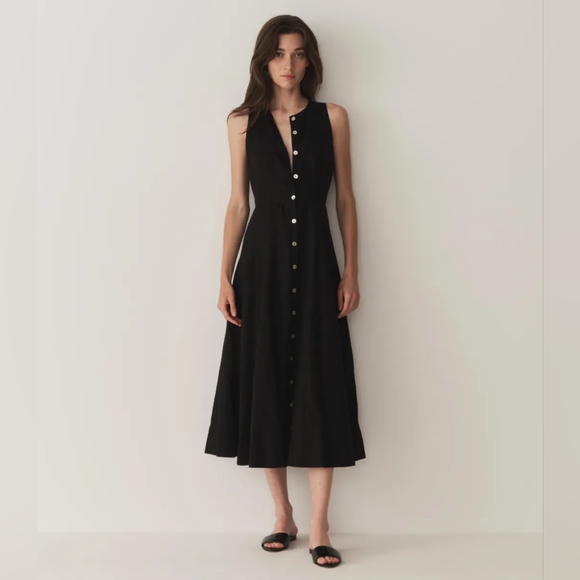 Doen Dresses & Skirts - Doen Bryony Black Sleeveless Linen Dress XL